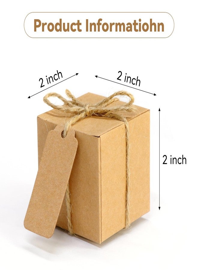 Faylapa 50Pcs Brown Party Treat Boxes, Tiny Gift Boxes with DIY Tag, 2 x 2 x 2 inches Kraft Paper DIY Party Favor Boxes Candy Boxes Foldable for Wedding Bridal Shower Birthday Party - Image 3